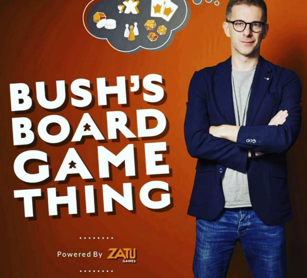 Image of Andy Bush with the words Andy Bush's Board Game Thing